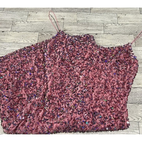 B Darlin Polyester Pink Sequin Slim Fit Mini Dress Thin Straps homecoming Sz 3/4 - Picture 1 of 6
